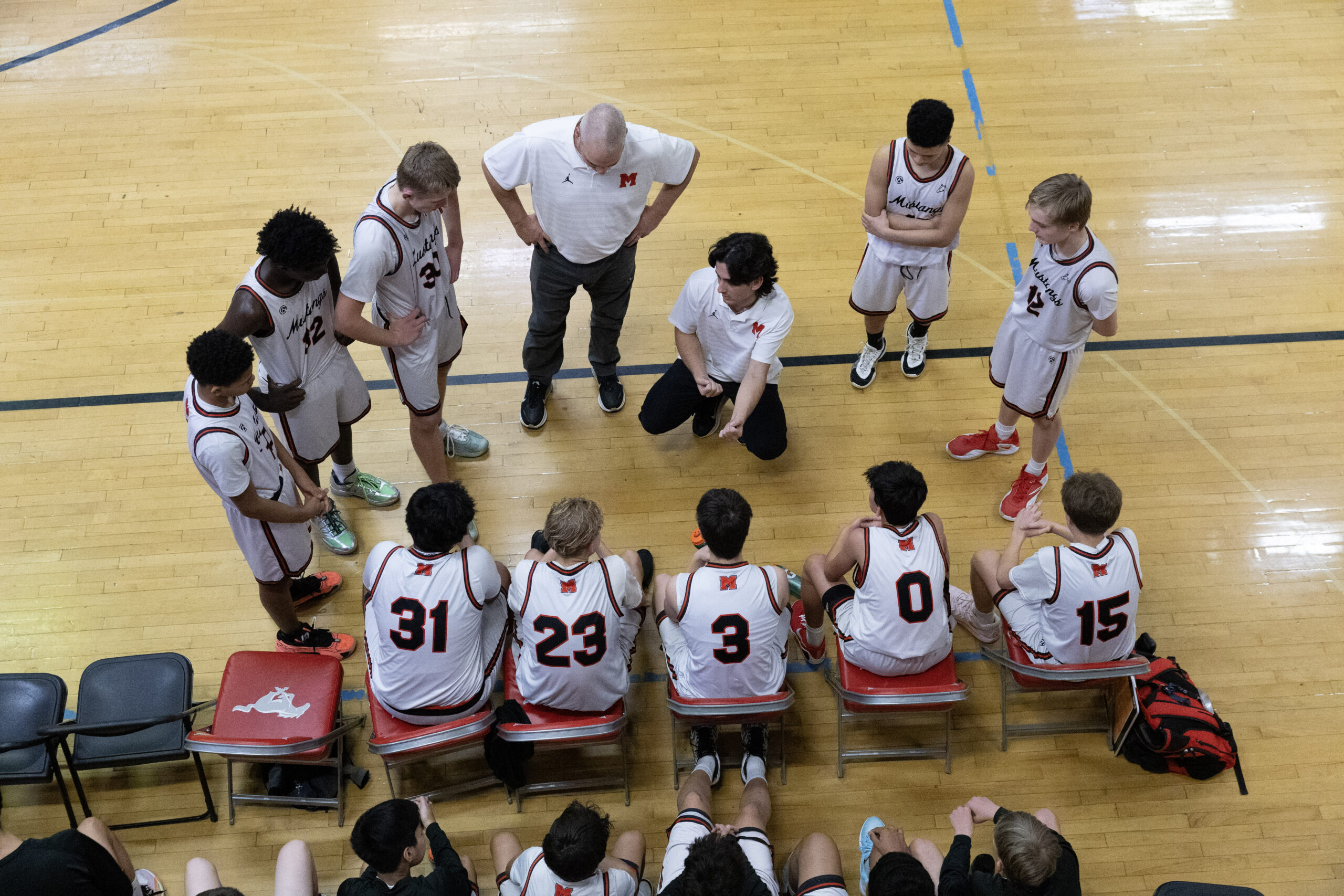 Coach Gio breaking down a game-time huddle